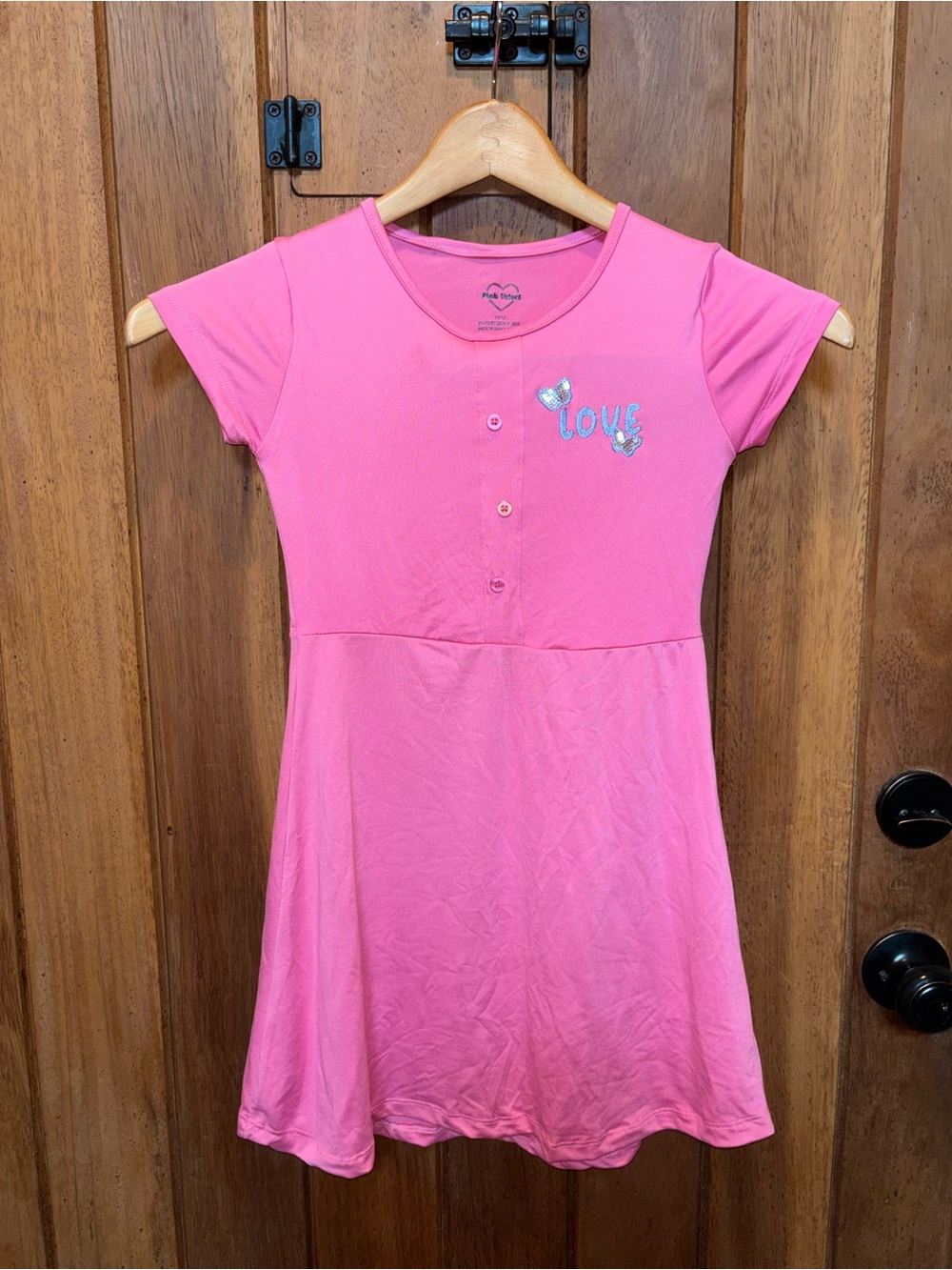 Girls Pink 'Love' Short Sleeve Dress